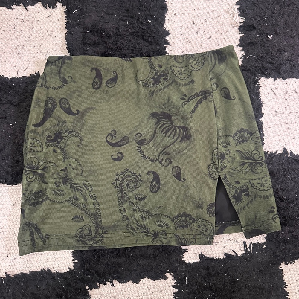 Princess Polly Green Pencil Mini Skirt with Slit